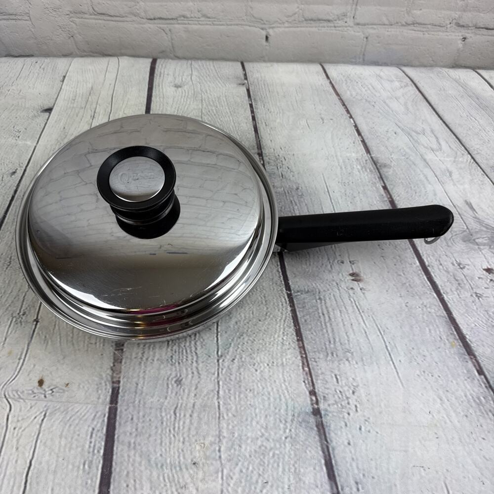 AMWAY QUEEN Pan Pot 1.5 QT 8.5" w/lid 18-8 Multi Ply Stainless Steel USA